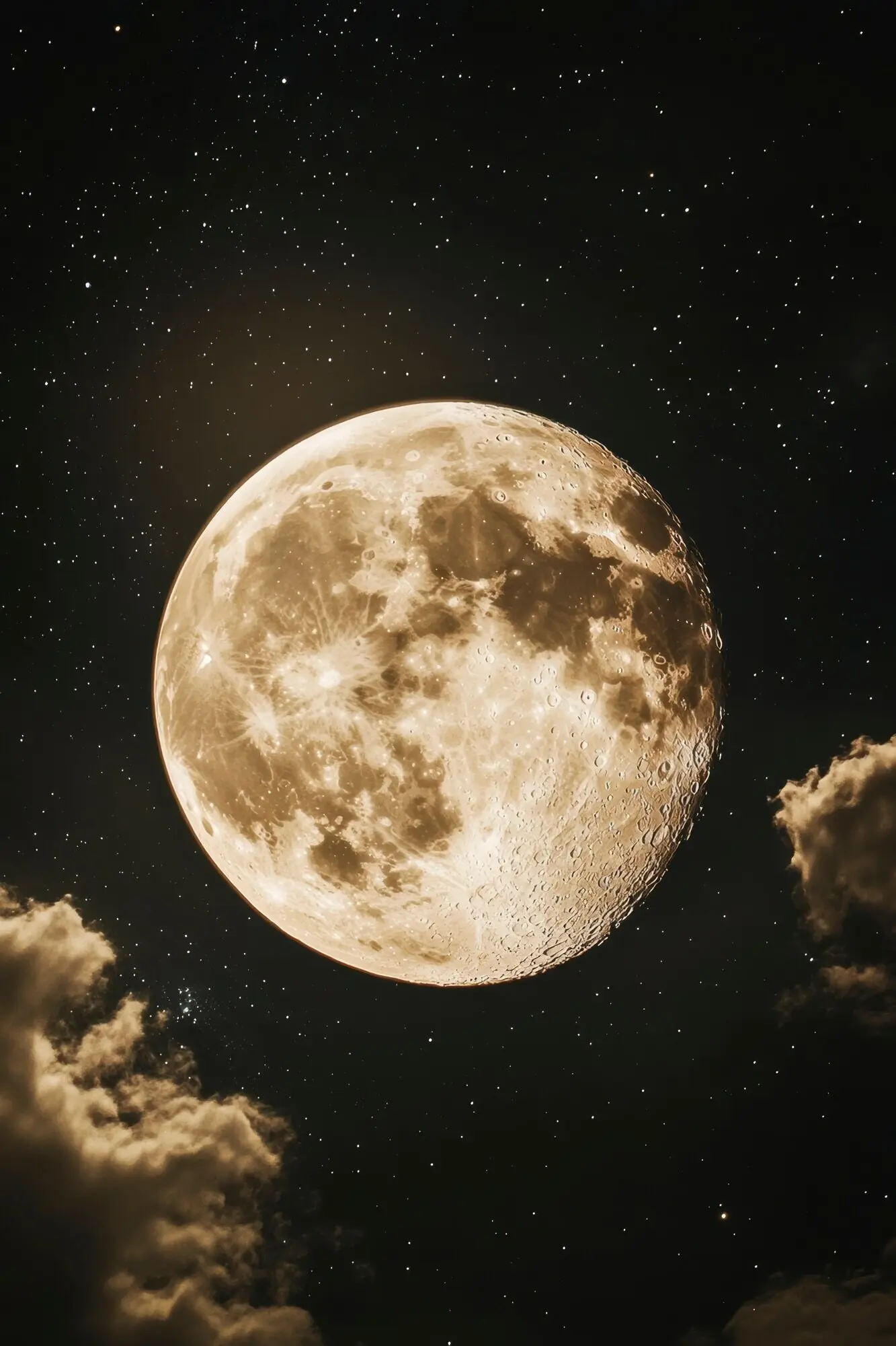 Эффект в стиле сепии с фазой луны на ночном небе.